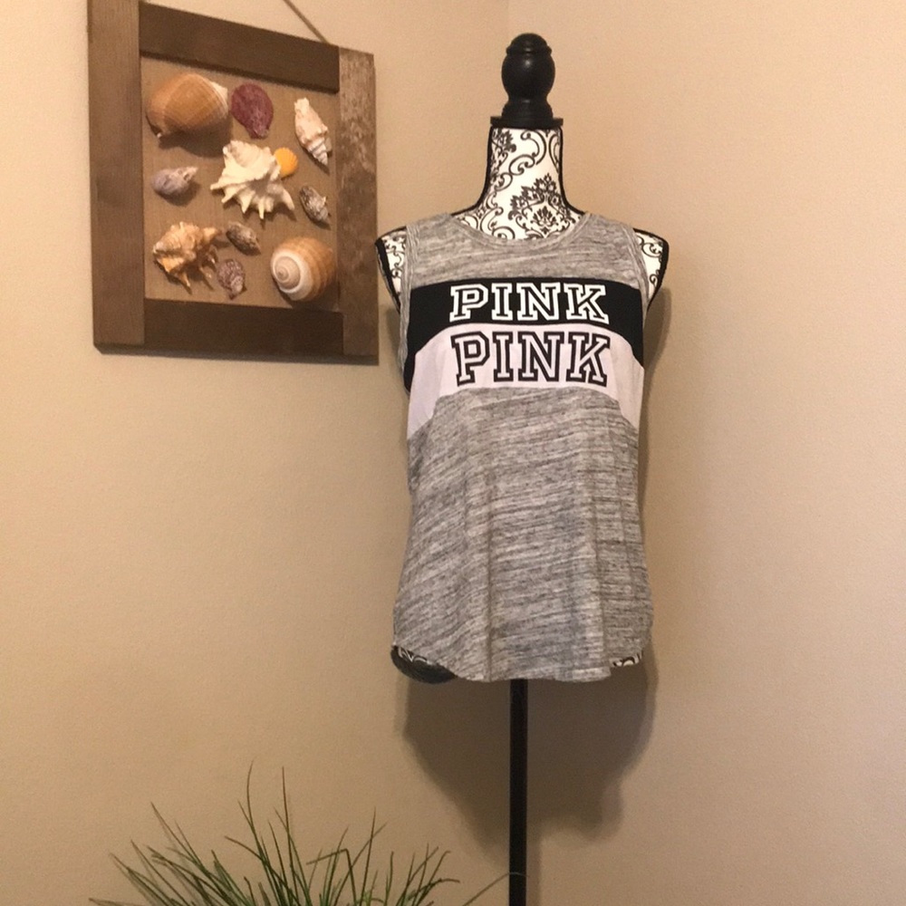 PINK- Black and White Stripe High Low Tank.